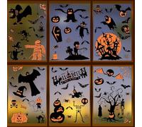 SOPSTUO Halloween Window Stickers - 9 Sheets Halloween Decorations Bats Stickers Reusable Double-Sided Window Cling Sticker for Halloween Party Indoor (Bat Spider)