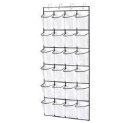 SOPSTUO Hanging Shoe Storage, Over Door Shoe Storage, Door Shoe Rack, 24 Breathable Mesh Huge Pockets, Shoe Hanging Storage Bag with 4 Metal Hooks for Various Doors (Modell B)