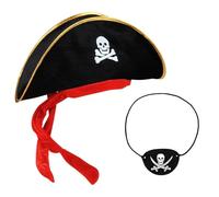 SOPSTUO Pirate Accessories, Pirate Hat Kids Adult, Skull Print Captain Costume Cap with Eye Patch for Funny Party Caribbean Fancy Dress