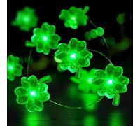 SOPSTUO St Patricks Day Decorations, St. Patrick's Day Lights, 10 Feet 30 LEDs Shamrock Lights, Lucky Clover String Lights for Bedroom Party Feast Green Irish Decoration