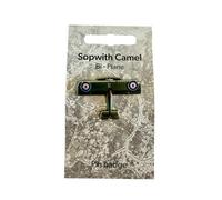 Sopwith Camel WWI Biplane Metal Pin Badge, 3D Raised Design, with Information Card and Clasp