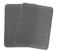 SOQKEEN 2 Pack Silicone Dish Drainer Mat 16"×12" (40cm × 30cm) Kitchen Dish Drying Heat Resistant Mat Collapsible Sink Non-Slip Kitchen Draining Board Grey Mats for Kitchen Counter