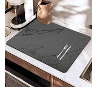 SOQKEEN Dish Drying Mat 40 x 30 cm, Grey Marble Coffee Station Protector