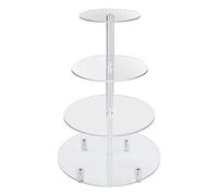 SOQKEEN Extra Tall 4 Tier Acrylic Cupcake Stand with Raised Base, Clear Dessert Tower 17.45", Stable Display Stand for Large Cupcakes, Wedding, Dessert Table & Afternoon Tea