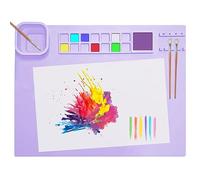 SOQKEEN Silicone Craft Mat, 20"×16" Non-Stick Sheet for Crafting, Watercolour Painting, Cutting, Art Creation, Clay and DIY Projects (Purple)