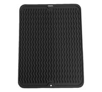 SOQKEEN Silicone Draining Mat, 16''x12'' Collapsible Dish Drying Mat for Kitchen Counter Protector, Heat Resistant, Non-Slip Black Draining Board