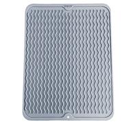 SOQKEEN Silicone Draining Mat, 40 x 30 cm Heat Resistant Collapsible Non Slip Draining Board Mat for Kitchen Counter (Light Grey)