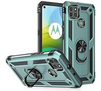 SORAKA Case for Motorola Moto G9 Power with Ring Holder Armor Case Motorola Moto G9 Power Case Soft TPU bumper Hard PC Back Cover with Metal Plate for Magnetic Phone Car Mount Dark Green