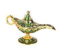 Sorand Metal Green Aladdin Lamp, Collectible Rare Arabian Costume Props Light, Incense Burner for Home Decoration & Gift for Party/Halloween/Birthday