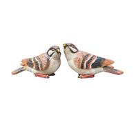 Sorandy 1 Pair Realistic Bird Ornaments, Water Proof Hand Painted Resin Bird Statues with Vibrant Colors and Clear Wing Textures for Outdoor Garden Flowerpot Bookshelf Decor (Brown)