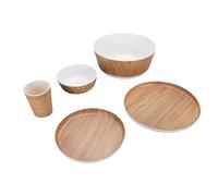 Sorandy 16PCS Melamine Dinnerware Set, Wood Grain Dishes with Plates Bowls Cups, Serving Platter Basin, Unbreakable Dishwasher Safe, Ideal for Indoor Outdoor Kitchen Camping