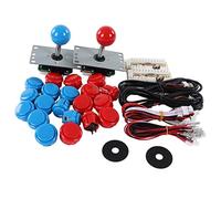 Sorandy 2 Player DIY Game Kit Durable Joystick Buttons Set for Friends Gathering, Complete Board Game Encoder for Home Console and Fighting Games (Blue Red)