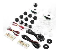 Sorandy 2 Player DIY Game Kit Durable Joystick Buttons Set for Friends Gathering, Complete Board Game Encoder for Home Console and Fighting Games (Black+White)