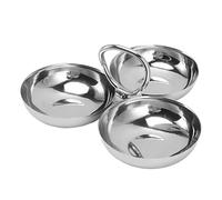 Sorandy 304 Stainless Steel Snack Plate, 3 in 1 Fruit Bowl Snack Dish, Durable Reusable Dishwasher Safe with No Metallic Taste for Home Kitchen Party Outdoor Camping (Type 2)