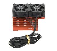 Sorandy 36mm RC Motor Fan Cooling Heatsink with Dual Fans for Brushless Motor, Efficient Heat Dissipation, Aluminum Alloy Design, Suitable for 1/8 1/10 RC Vehicles (Orange)