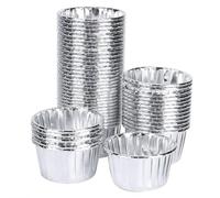 Sorandy 50Pcs Double-Sided Curl Paper Cupcake Baking Cups for Various Cakes and Breads, for Dragging Cakes, Mousse, Bread, Silver/Gold/Rose Gold (Double-Sided Silver K1001#A)