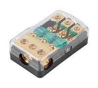 Sorandy 60A Fit for Mini ANL Fuse Holder Distribution Block for Auto Audio System, Compact Copper Block for 0/2/4 Gauge In to 4/8/10 Gauge Out, Durable ABS Plastic, 1 Unit