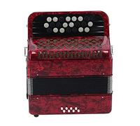 Sorandy Accordian 22 Key Professional Button Reed Instrument for Beginner, Sensitive 8 Bass Accordion, for Beginners, ABS Solid Wood Reed, Black/White (Red)