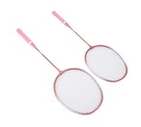 Sorandy Badminton Set Professional, Iron Alloy Badminton Racket with Enlarged Sweet Spot and Slim Middle Rod Design, Beginner Child Set with 2 Racquets 3 Shuttlecocks Bag Storage Box (Pink)