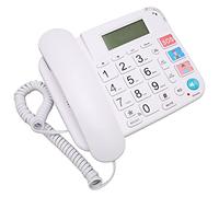 Sorandy Corded Phone Big Button Senior Landline with Adjustable Ringtone Volume and LCD Display for Elderly Home Use White ABS