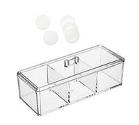 Sorandy Cotton Pad Organizer for Bathroom Vanity, 3 Compartments | Clear Acrylic Makeup Storage Box, Jewelry Container for Office Desk