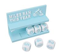 Sorandy Desk Running Mileage Tracker, Numeral Blocks Running Decor, Sophisticated Design Tracker with Blocks, Ideal for Recording 5K, 10K Marathon Training Progress (Cyan)