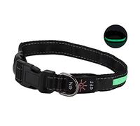 Sorandy Dog Luminous Collar, Reflective LED Collar for Dogs with USB Rechargeable Battery, Polyester Dog, Steady Fast Slow Flashing Modes (S)