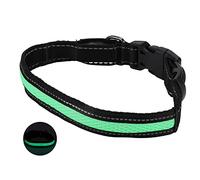 Sorandy Dog Luminous Collar, Reflective LED Collar for Dogs with USB Rechargeable Battery, Polyester Dog, Steady Fast Slow Flashing Modes (L)