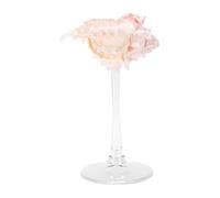 Sorandy Handcrafted Conch Shell, Unique Elegant Handmade Polished Long Stem Wine Glass Goblet, Premium Long Stem Cold Beverage Glass for Special Occasions Table Decoration (Transparent Base Red)