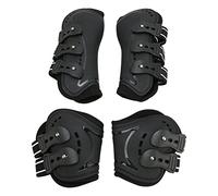 Sorandy Horse Tendon Boots, 4Pcs Breathable, Wearproof Fetlock Boot, Non Slip, Shock Absorption, Open Front PU Shell Horse for Jumping, Trail Riding, Equestrian Equipment (M)