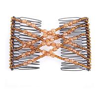 Sorandy Magic Hair Comb Clip - Durable Plastic Beads Hair Clip for All Types - Stretchy Design in Black, Coffee, Purple, Pink - Ideal for Everyday Use (Brown)