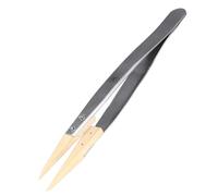 Sorandy Precision Tweezers Non-Magnet Tweezers with Replaceable Boxwood Pointed Tips 27 Size Anti Slip Locking Cover for Watch Repair Electronics Jewelry Clean Room