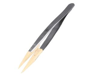 Sorandy Precision Tweezers Non-Magnet Tweezers with Replaceable Boxwood Pointed Tips 27 Size Anti Slip Locking Cover for Watch Repair Electronics Jewelry Clean Room