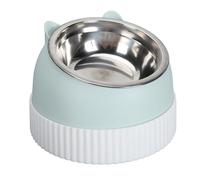 Sorandy Raised Cat Bowl, PP Elevated Pet Dish, Anti Slip Slow Feeder with 15 Tilted & Double Bowls, Ideal for Cats & Dogs (Green)