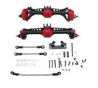 Sorandy RC Front Rear Axle Set Nylon Alloy Axle Replacement 1 10 Scale with 12mm Clearance Optimized Steering Complete Upgrade Kit for Axial SCX10 II RC Crawler (Black Red)