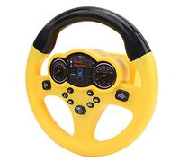 Sorandy Simulation Electric Kids Steering Wheel Toy with Sound and Lights Effect for Children Above 3 Years Old, Educational Toy for Color and Shape Cognition, ABS Material, 7.9 X 3.5 X 9.4in (Yellow)