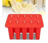 Sorandy Sorandy 10 Cells Gel Ice Cream Pop Mold, Easy Release Reusable Food Grade Ice Cream Mold with 50 Sticks, Ideal for Party Yogurt Smoothies Sticks Juice (Pink) (Red)