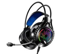 Sorandy USB Computer Headset, Gaming Headphones, Over Ear Headset with RGB Lights, Adjustable Headband & Soft Earmuffs, Ideal for PC, Gaming & Console