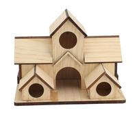 Sorandy Wooden Bird House to Paint, Exquisite Elegant Unpainted Rubber Wood Hanging Sleeping Birdhouse for Indoor Outdoor Garden Decor, Mini Feeder for DIY Handmade Project