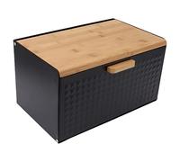 Sorandy Wooden Bread Box Elegant Vintage Design Large Storage Bin for Kitchen Countertop Ideal for Bread Lovers Made of Wood and Iron 14.0x8.5x7.9in (Black)