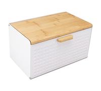 Sorandy Wooden Bread Box Elegant Vintage Design Large Storage Bin for Kitchen Countertop Ideal for Bread Lovers Made of Wood and Iron 14.0x8.5x7.9in (White)