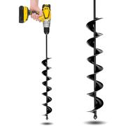 SORANGEUN 3" x 24" Garden Auger Drill Bit for Planting and Post Hole Digging - Upgraded Spiral Design, Solid Shaft - Hex Driver Drill Compatible