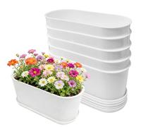 SORANGEUN 5-Pack Oval Herb Garden Planter, Window Boxes with Drainage Holes, 8.5" x 3.3" x 3.5", Yellow, Indoor/Outdoor