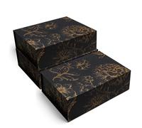 Sorarto Luxury Keepsake Gift Box 3-Pack | Black Gold Floral Decorative Boxes with Magnetic Lids for Presents, Wedding Memory Box, and Bridal Gifts. 11.5" x 7.5" x 3.5"