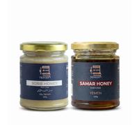 Sorb Honey & Samar Honey Bundle (2 × 200g) - Unfiltered, Unheated, Pure & Raw Honey - Glass Jar Luxury Honey Set from Yemen