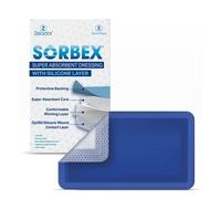 Sorbex Super Absorbent Dressing Pad with OptiSil Silicone Contact Layer for Moderate to Heavy exuding Wounds (10x20cm x 5)