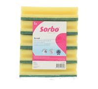 Sorbo Jumbo Shoe Sponges with Handle - Set of 5 - Extra Large 17.5 x 10.5 x 5 cm - Green Scouring Side - Viscose Sponge - Highly Absorbent & Washable - Cleaning Sponges for Household & Kitchen