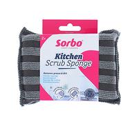 Sorbo Kitchen Scrub Sponge, Microfibre Sponge with Scrub Layers, Ultra Absorbent, Shiny and Streakless Result, Ideal for Kitchen, Bathroom, and Car Cleaning, Grey