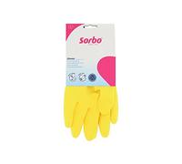 Sorbo Large Household Gloves, Latex Washing Up Gloves with Extra Long Cuff, Super Soft Flock Lining, Durable and Long Lasting Quality, Yellow, 1 Pair