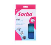 Sorbo Microfibre Cloths - Set of 4 - Recycled from PET Bottles - 35 x 35 cm - Streak Free Cleaning - Dry & Wet Use - For Kitchen, Bathroom & Household - Multicoloured